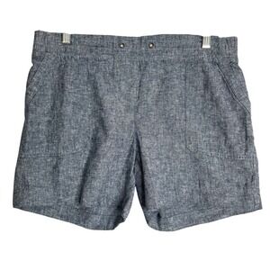 Talbots Linen Cotton Shorts Womens 8 Petite Blue Mid Rise Classic Preppy Beach